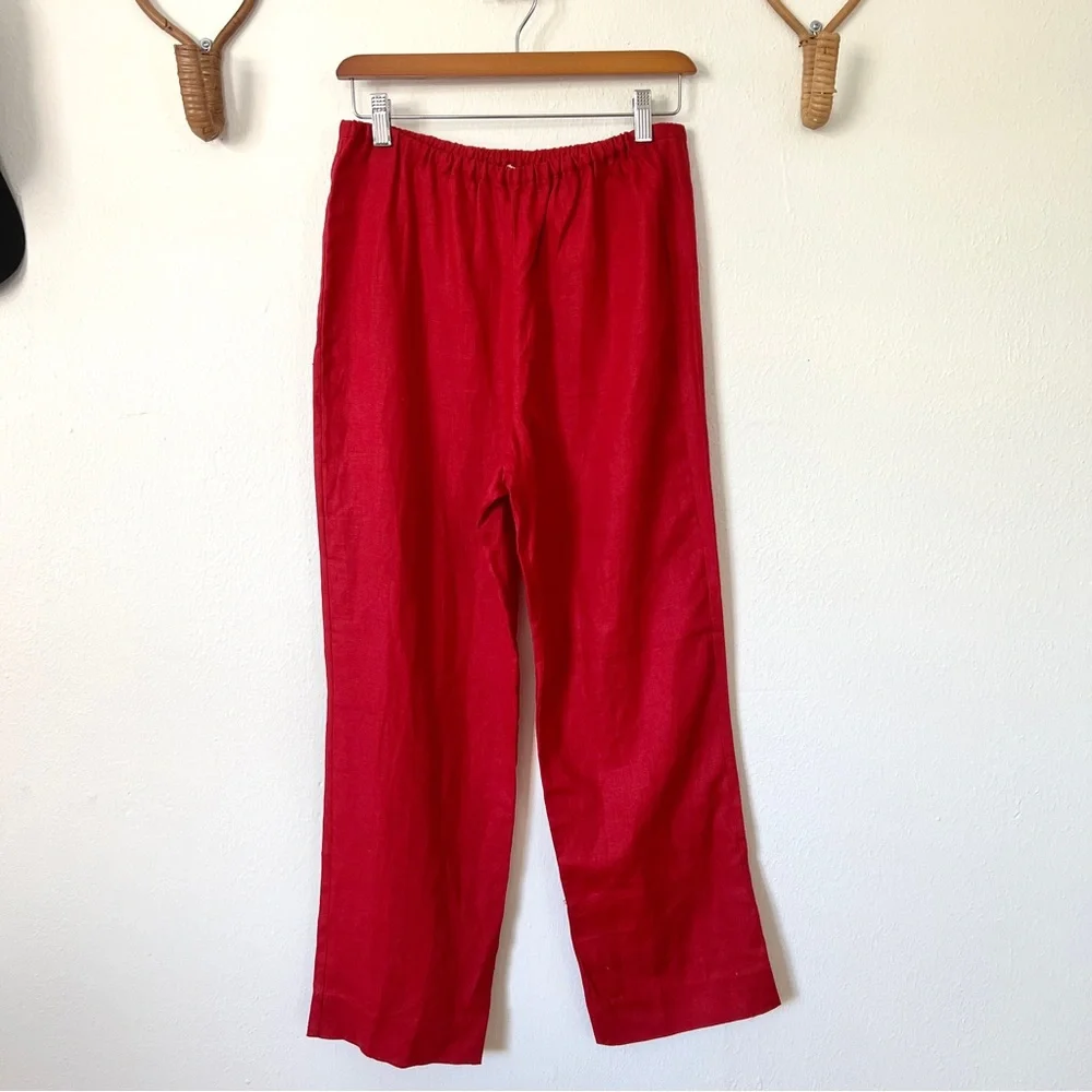 Reformation Remi Cropped Linen Pant in Red